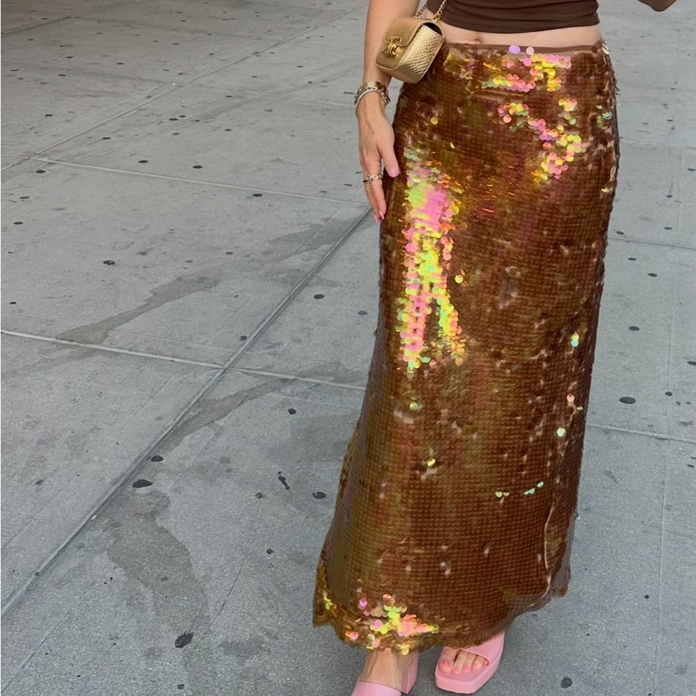 Anthropologie Iridescent Sequin Skirt